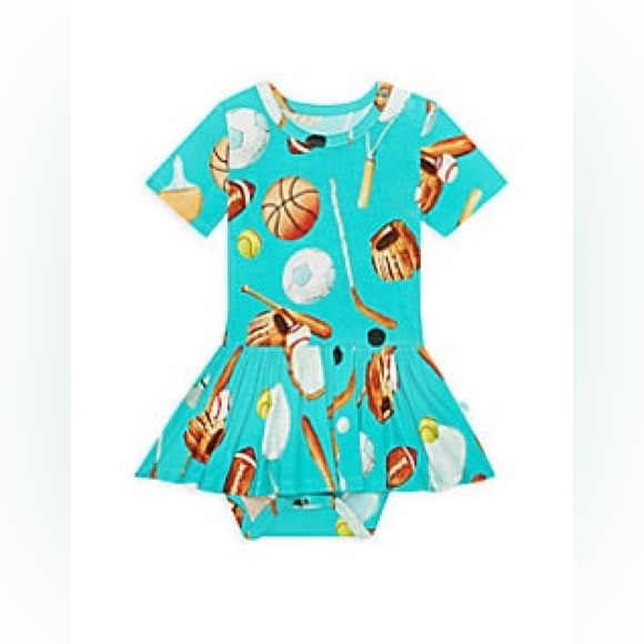 NWT Posh Peanut Sports Day Twirl Bodysuit Dress 12-18M - Picture 2 of 4